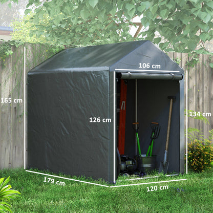 Outsunny Carpa Para Herramientas Bicicletas Y Motos 1,2x1,8x1,65 M Gris Oscuro_2