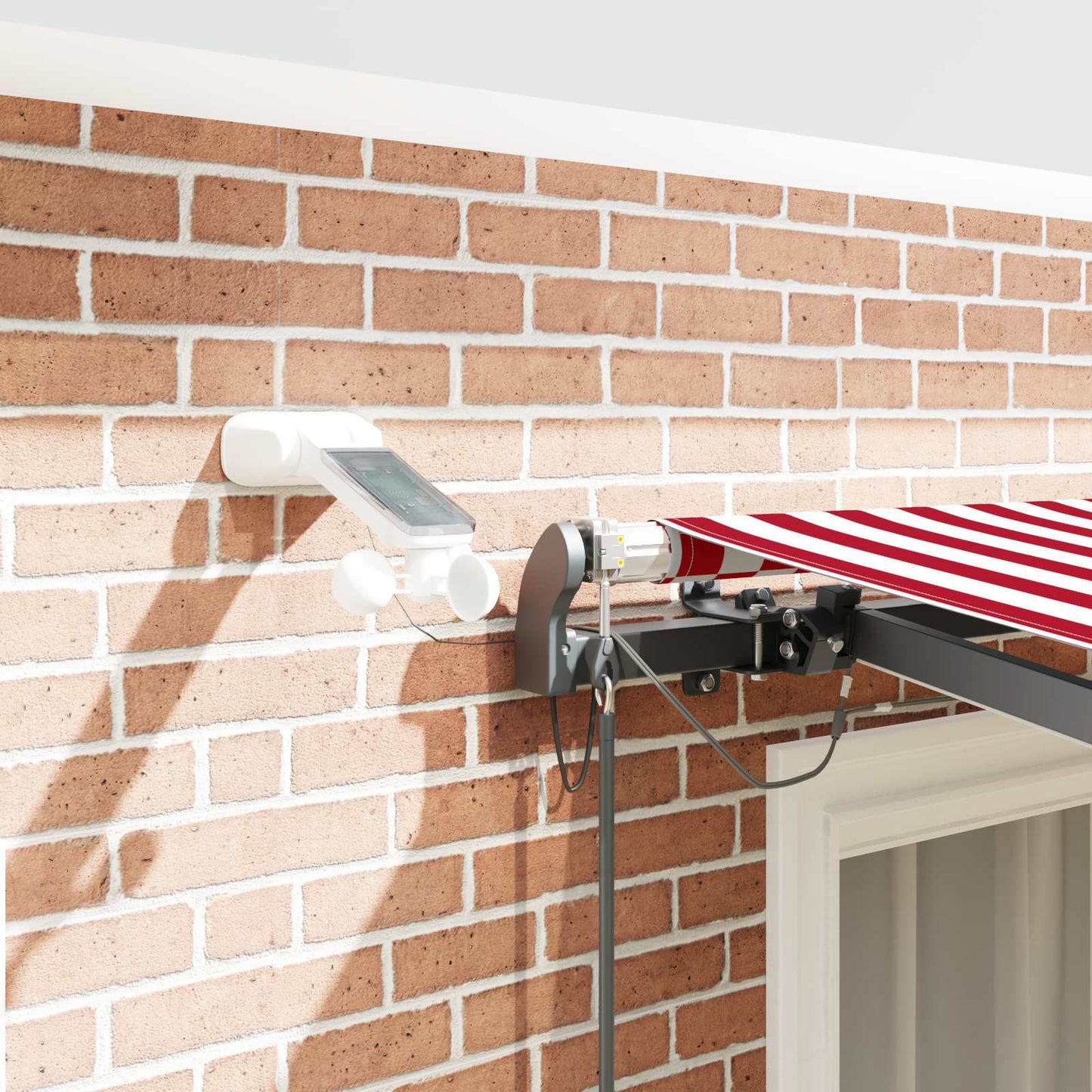 Toldo Retráctil Rojo Y Blanco 350 X 250 Cm Poliéster_3