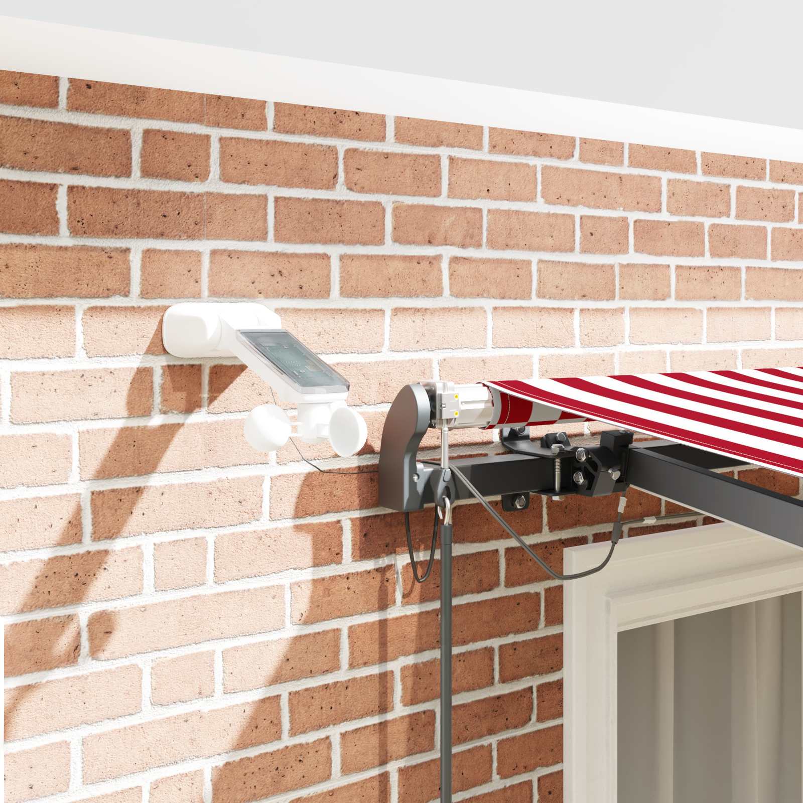 Toldo Retráctil Rojo Y Blanco 350 X 250 Cm Poliéster_3