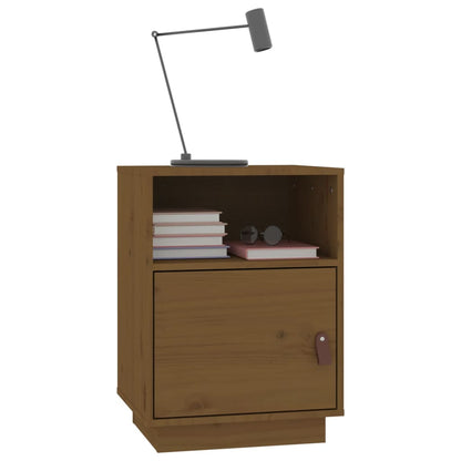 Mesita De Noche Madera Maciza De Pino Marrón Miel 40x34x55 Cm_2