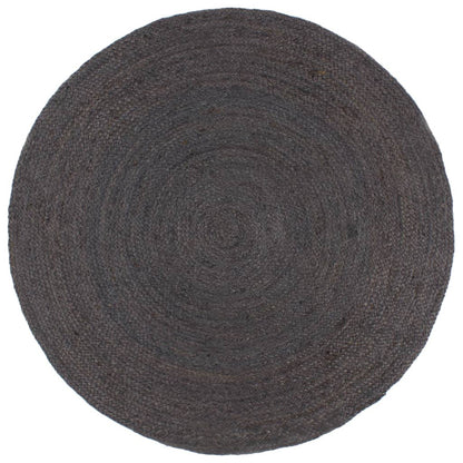 Alfombra De Yute Tejida A Mano Redonda Gris Oscuro 240 Cm / Vetonek_0
