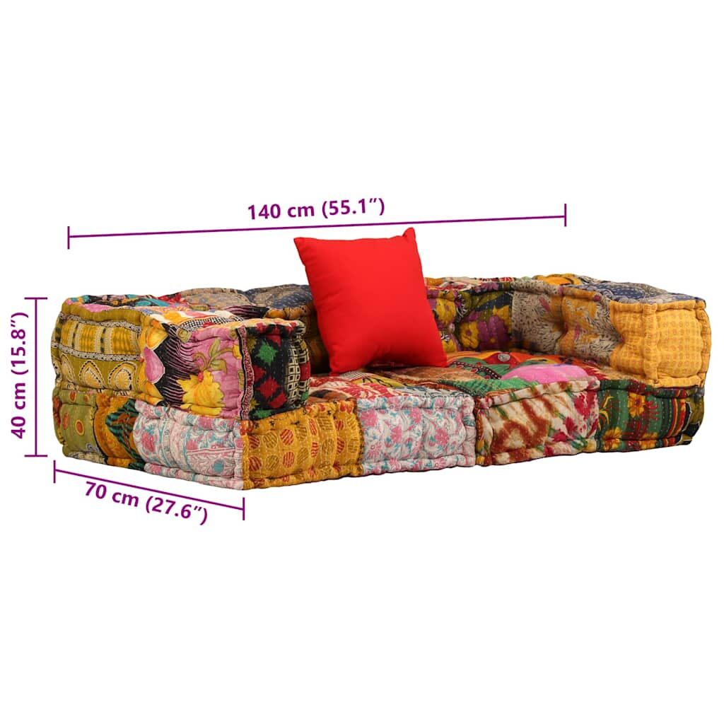 Vidaxl Puf Modular De 2 Plazas De Tela Patchwork_2