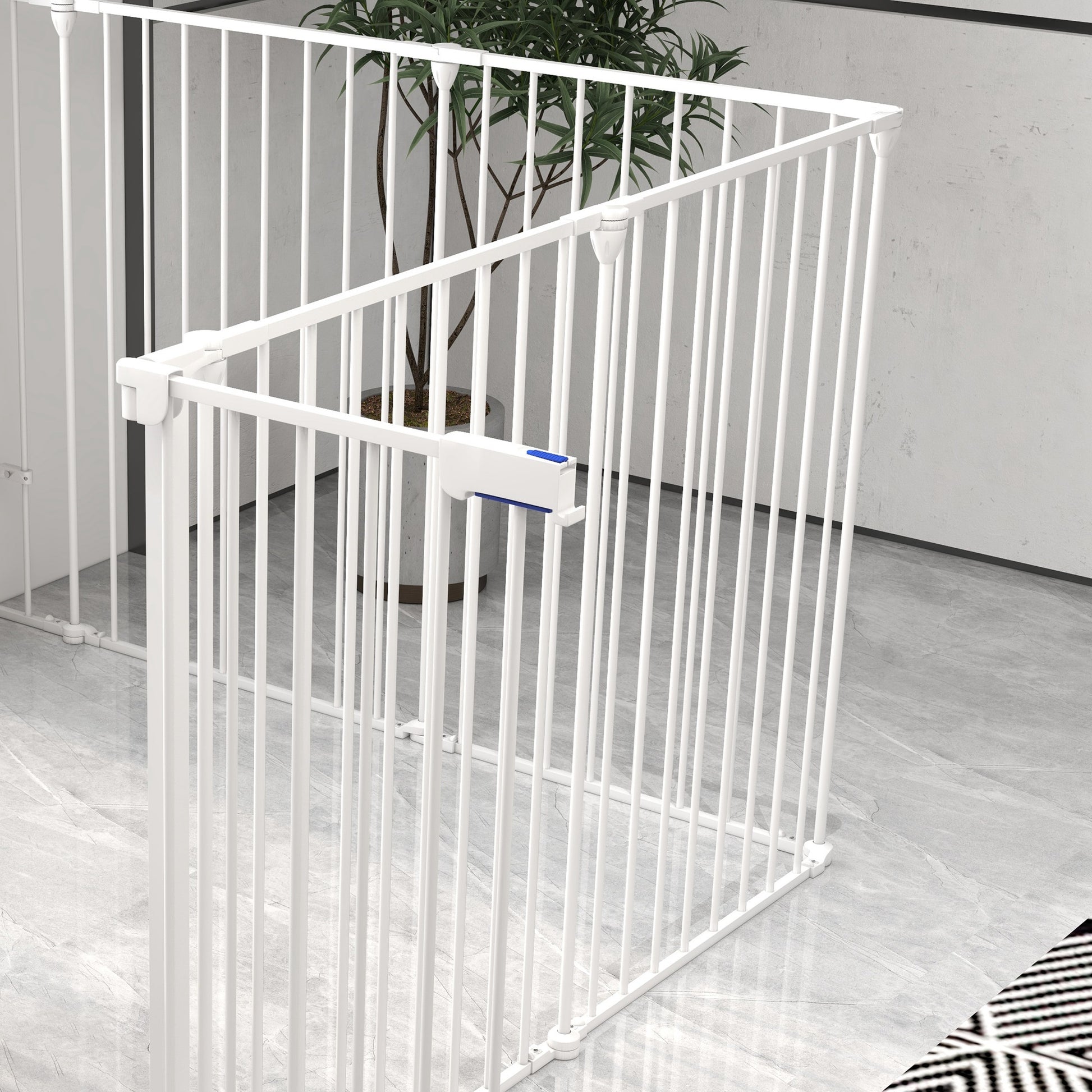 Pawhut Parque Para Perros De 8 Paneles 64x90 Cm Con Doble Cerradura Blanco_3
