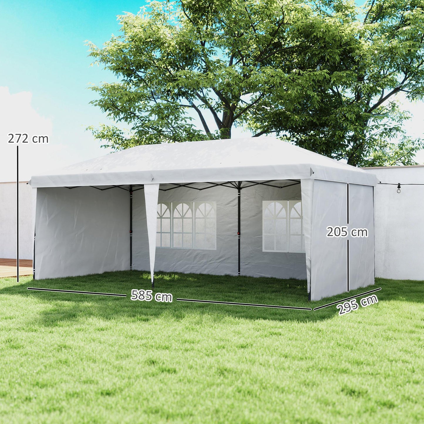 Outsunny Carpa Plegable 6x3 M Con 4 Laterales Desmontables 2 Ventanas Blanco_2