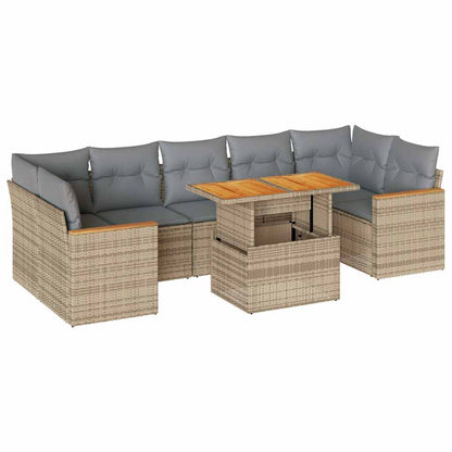Set Sofás Jardín Y Cojines 7 Pzas Ratán Sintético Acacia Beige / Vetonek_3