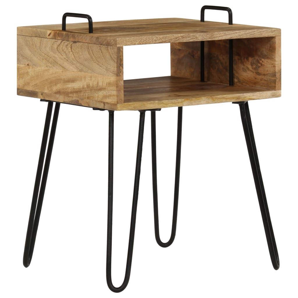 Mesita De Noche De Madera Maciza De Mango 40x34x47 Cm_1
