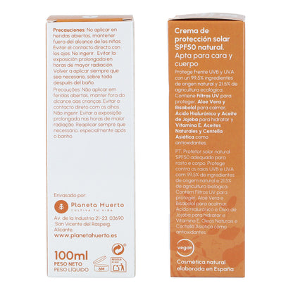 Crema de protección solar 100% mineral SPF50 Planeta Huerto 100 ml