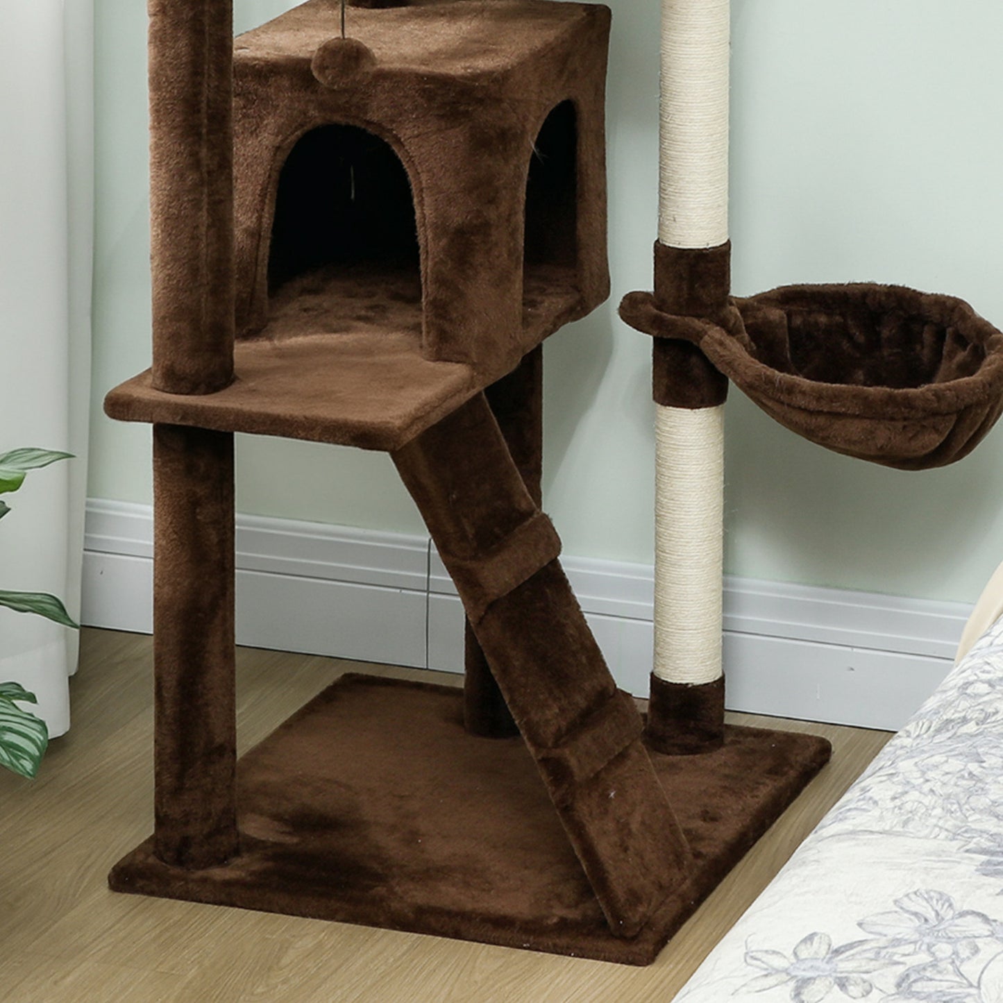 Pawhut Árbol Rascador Para Gatos 180 Cm Con Múltiples Plataformas Marrón_3