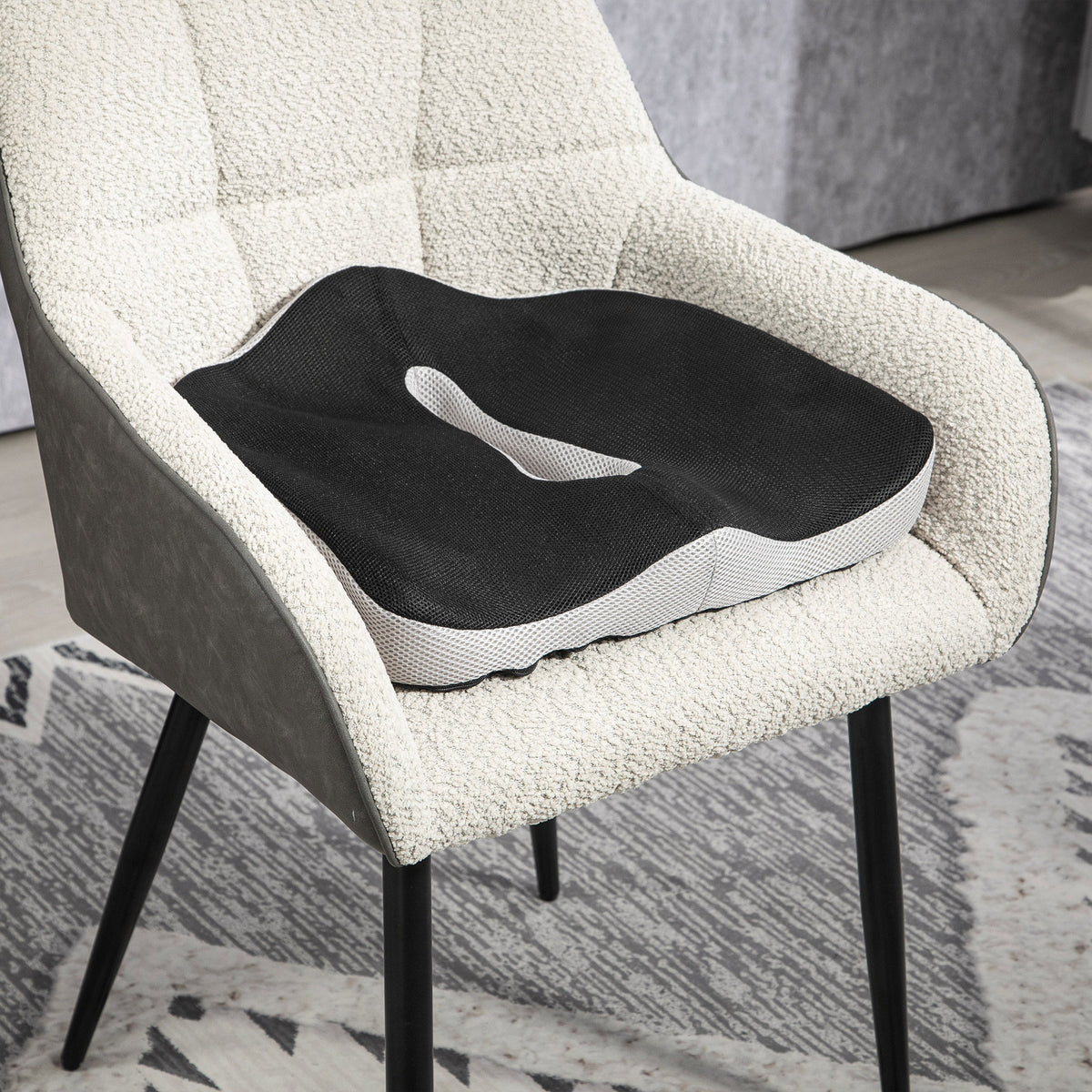 Cojín De Asiento Homcom Malla, Espuma Viscoelástica Negro 44x39x13 Cm_3