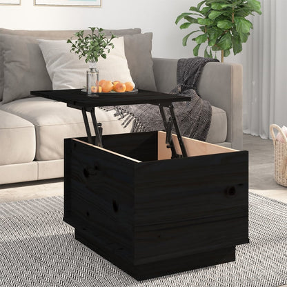 Mesa De Centro De Madera Maciza De Pino Negro 40x50x35 Cm_1