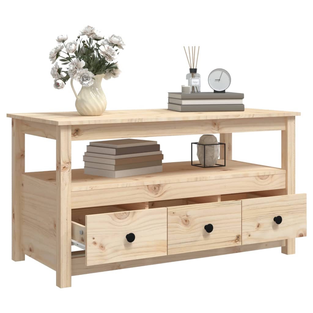 Mesa De Centro De Madera Maciza De Pino 102x49x55 Cm_3