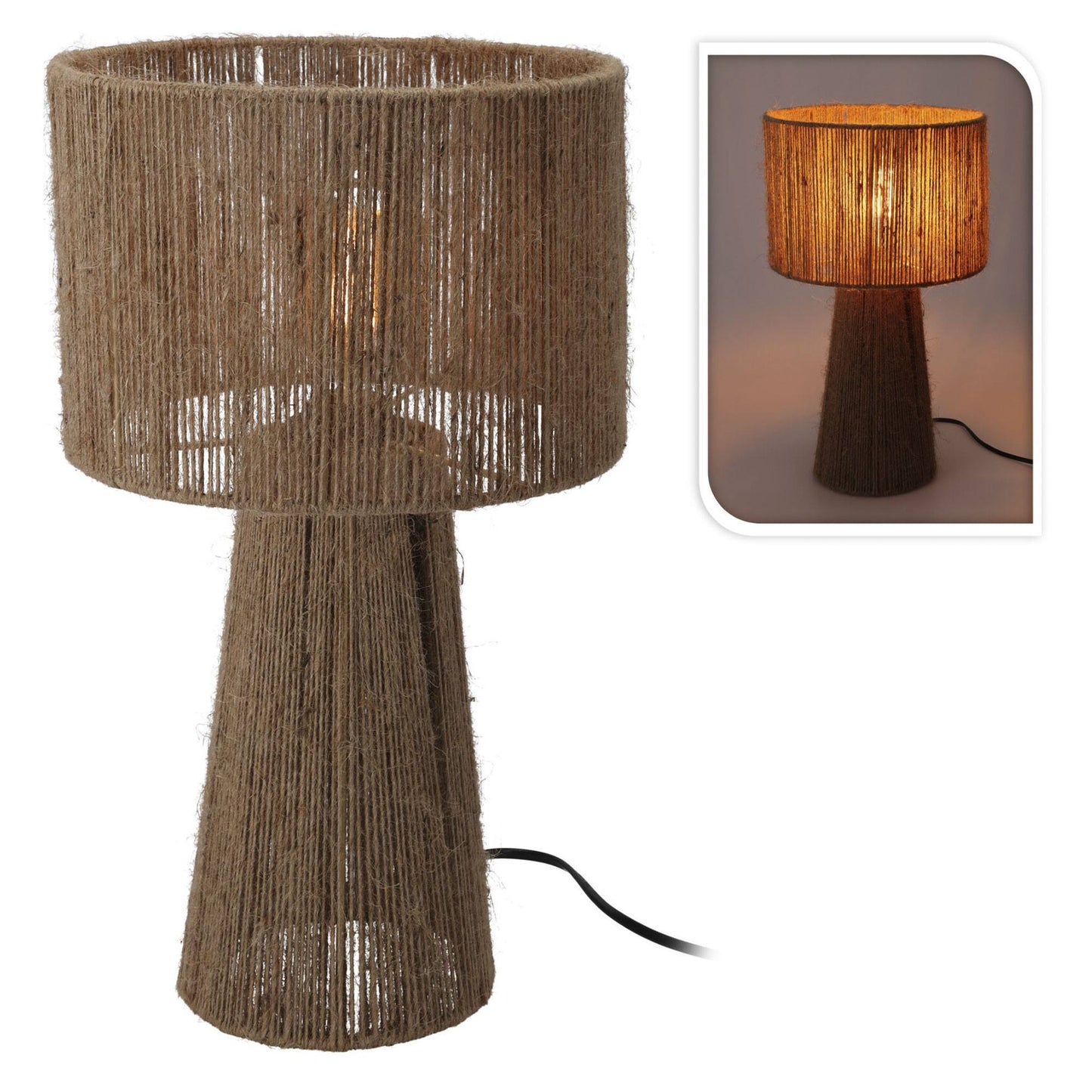 Well Home Lámpara De Mesa En Yute Natural Ø27x45cm