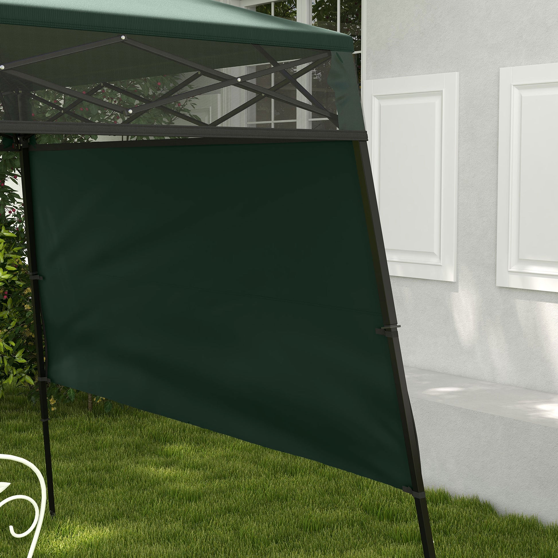 Outsunny Carpa Plegable 220x220x200 Cm Con 1 Pared Lateral Verde_4