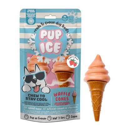 Helado Snack Para Perro Cucurucho De Fresa 2 Uds (110g) X 10 Bolsas Pup Ice._0