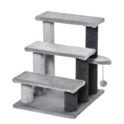 Pawhut Escalera Para Gatos De 3 Niveles Con Bola Colgante 40x40x48 Cm Gris_0