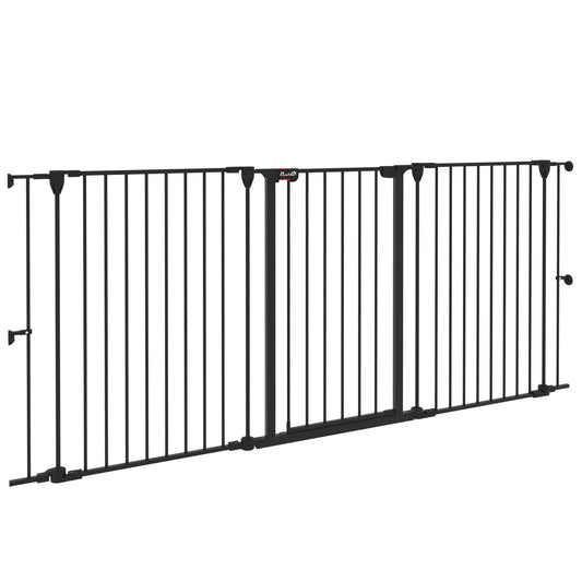 Pawhut Barrera Para Perros Plegable De Acero Con 3 Paneles 206x90cm Negro_0