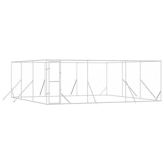 Perrera De Exterior Acero Galvanizado Plateado 6x6x2 M_0