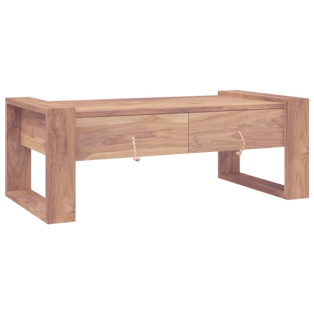 Mesa De Centro De Madera Maciza De Teca 110x60x40 Cm_0