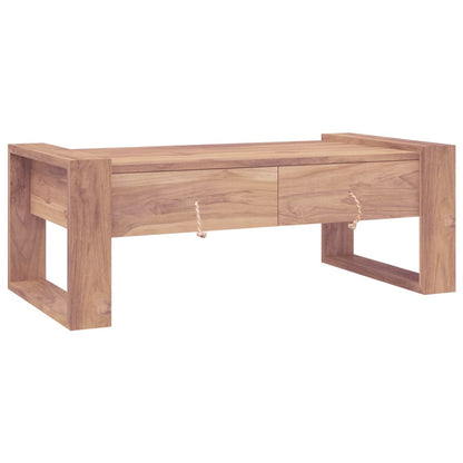 Mesa De Centro De Madera Maciza De Teca 110x60x40 Cm_0