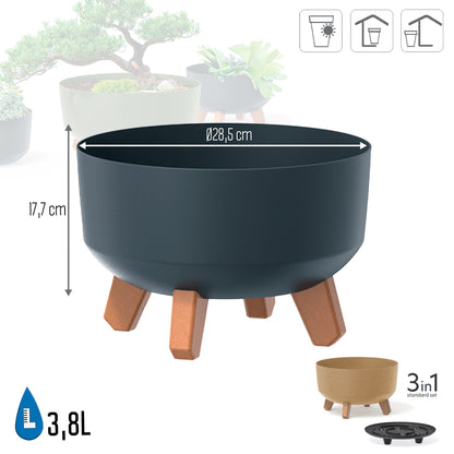 Macetero Color Antracita,sin Depósito , Colección Gracia De 23,5 X 23,5 X 15,5 Cm, Capacidad De 3,8 L.