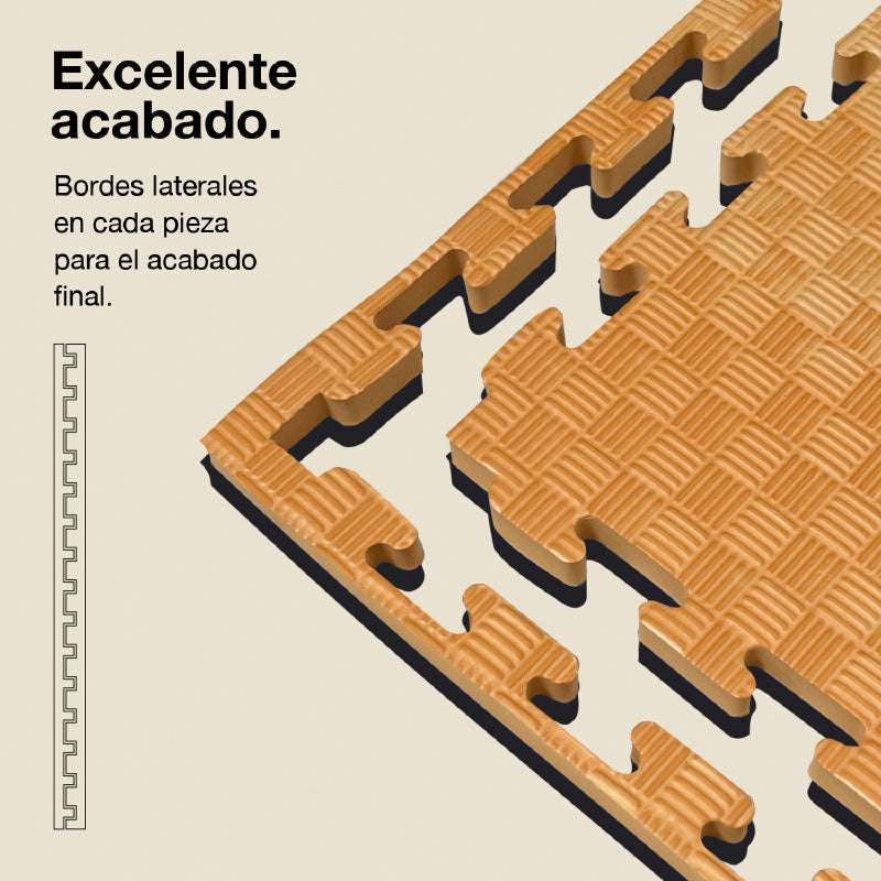 Tatami Puzzle 2cm 100x100cm – Superficie 5 Líneas Madera Jowy_2
