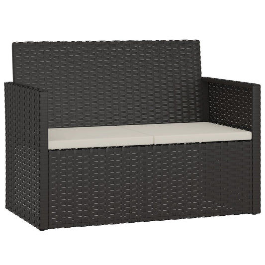 Vidaxl Banco De Jardín Con Cojines Ratán Sintético Negro 105 Cm_0