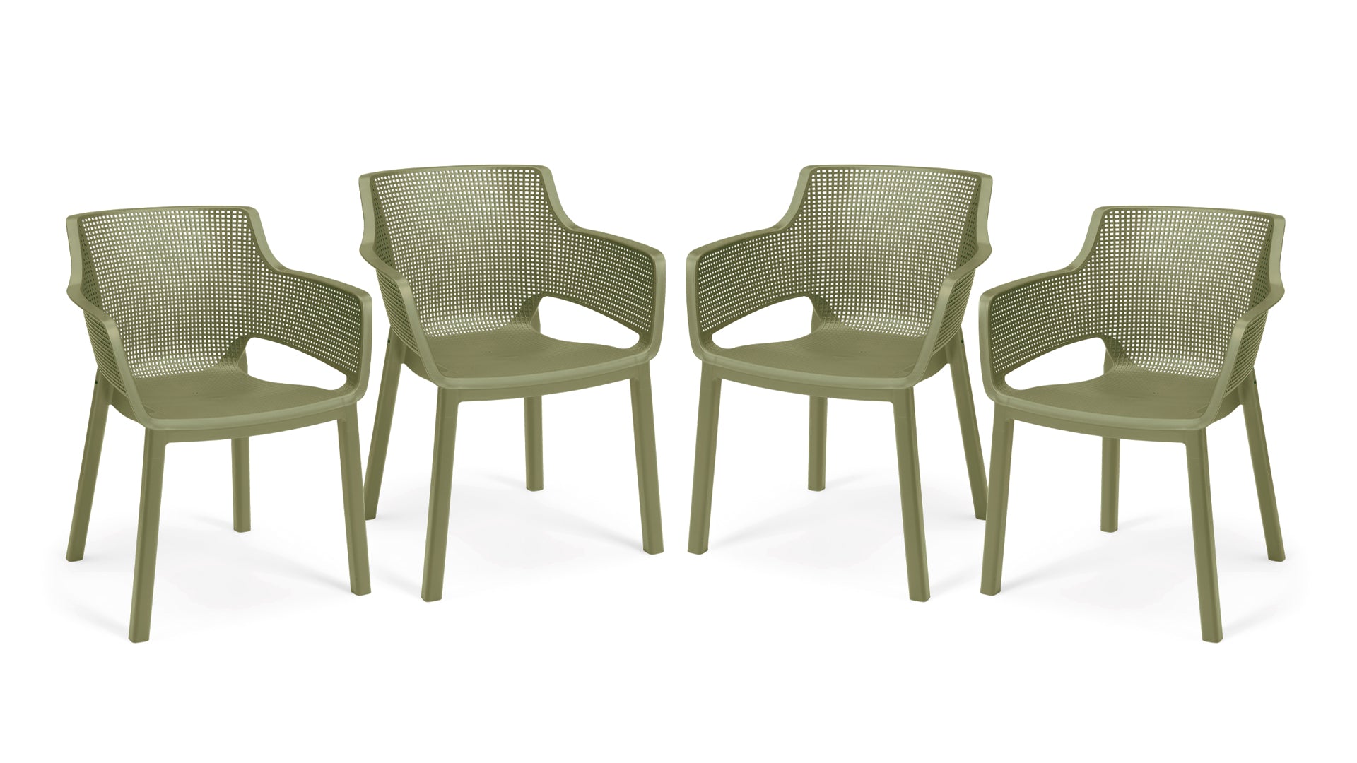 Keter Set X4 Silla De Exterior De Jardín Elisa Cedar Verde 61,5x53x78,4 Cm_0