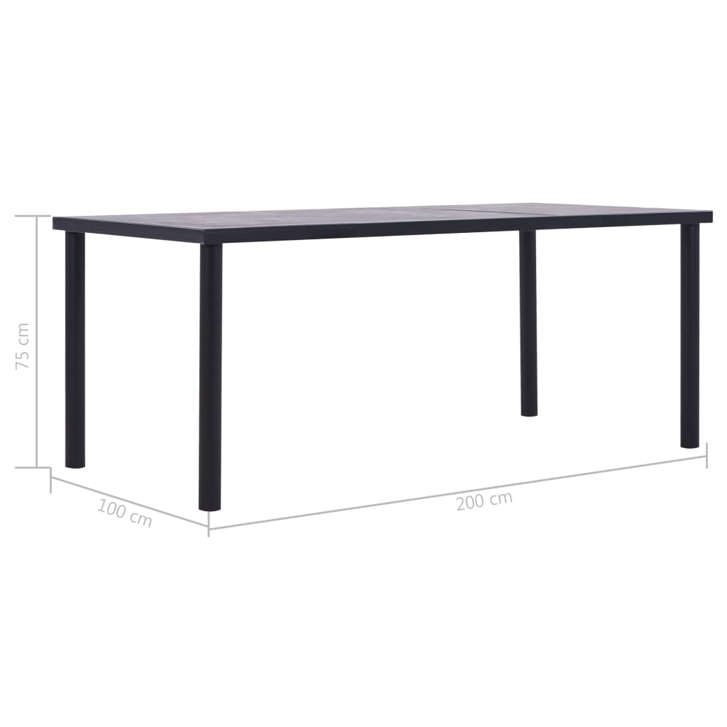 Mesa De Comedor De Mdf Negro Y Gris Hormigón 200x100x75 Cm_3