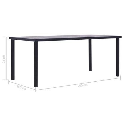 Mesa De Comedor De Mdf Negro Y Gris Hormigón 200x100x75 Cm_3