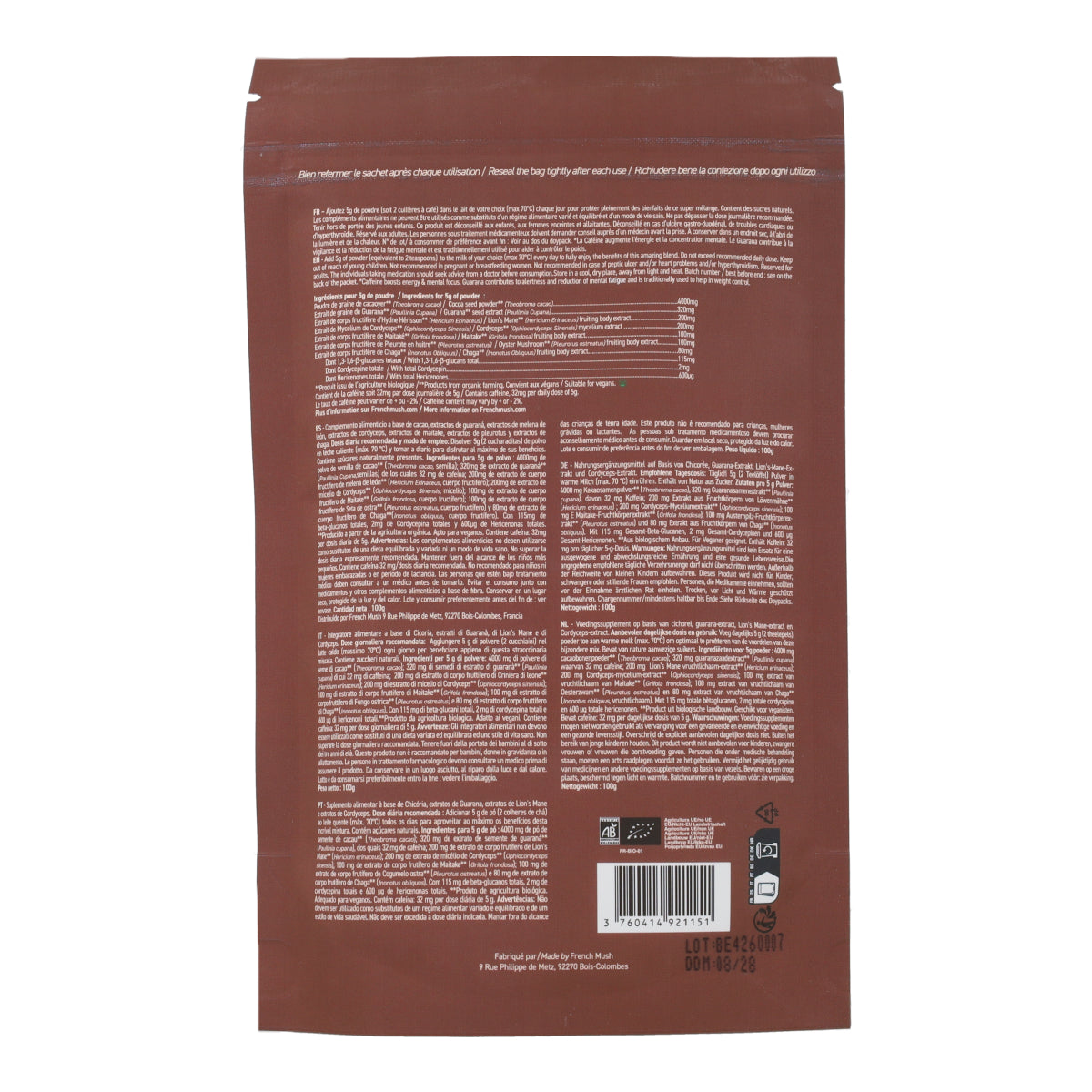 Alternativa al Café Cacao BOOST 80g French Mush 20 dosis