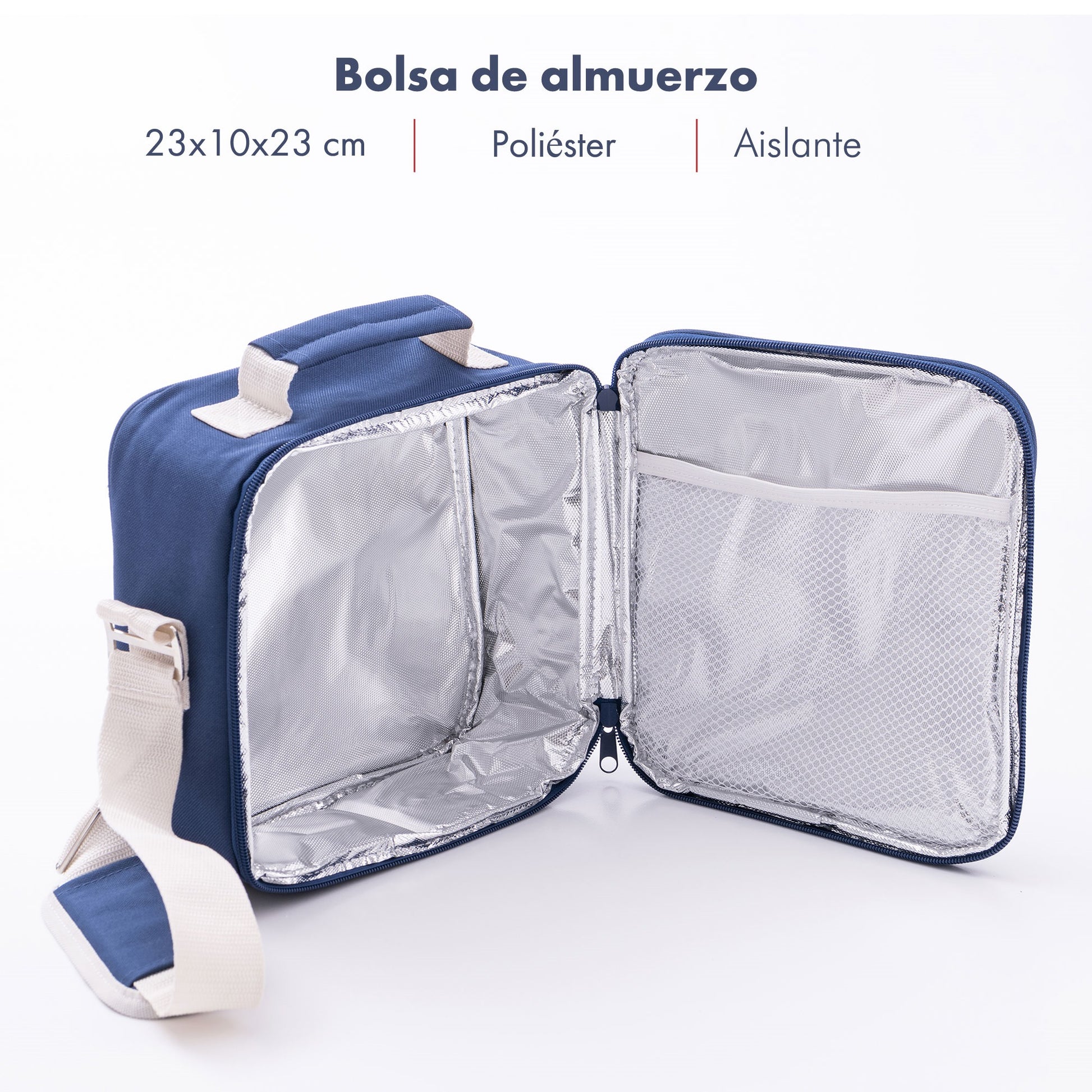 Bolsa De Almuerzo 23x10x23cm En Poliester Color Azul El Ganso