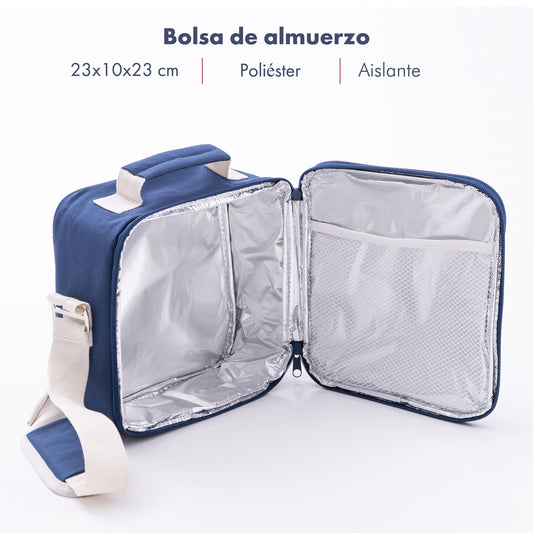Bolsa De Almuerzo 23x10x23cm En Poliester Color Azul El Ganso