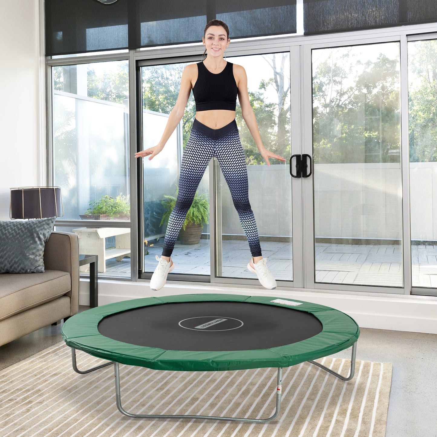 Homcom Cubierta De Protección Acolchada Borde De Seguridad Para Trampolines Cama Elástica Con Diámetro Ø305 Cm Verde_1