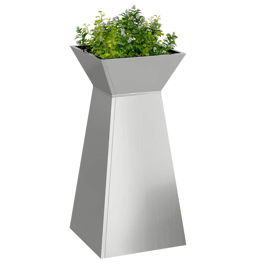 Maceta Pilar 2 Uds. Plateado 35 X 35 X 73 Cm Acero Galvanizado_2