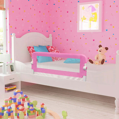 Vidaxl Barandilla De Seguridad Cama De Niño Poliéster Rosa 120x42 Cm_1