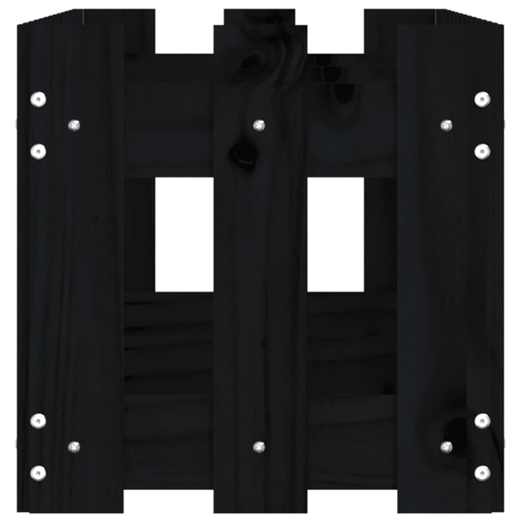 Arriate Elevado Jardín Con Valla Madera Pino Negro 150x30x30cm_5