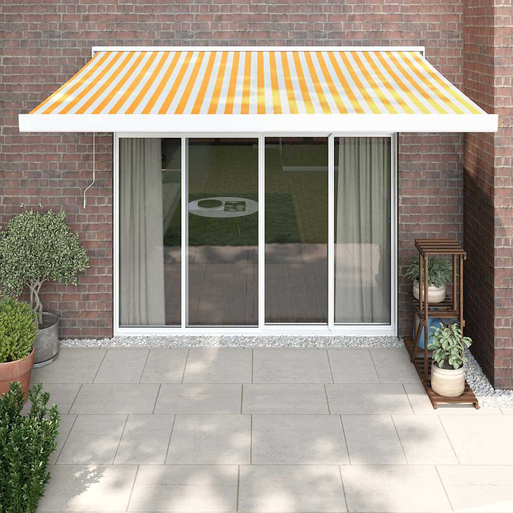 Toldo Retráctil Aluminio Y Tela Blanco Y Amarillo 3x2,5 M_1