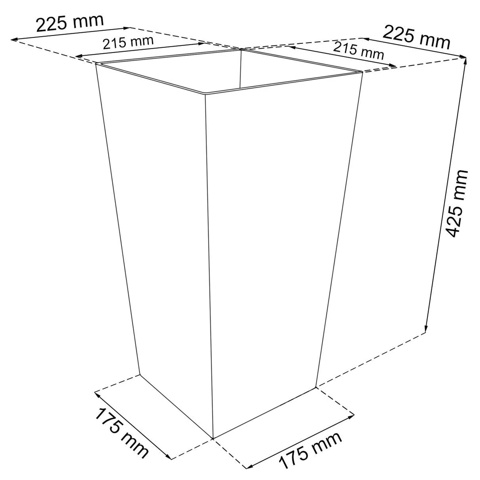 Maceta Rato De 26,6 Litros Con Inserto 26,5 X 26,5 X 50 Cm En Color Antracita