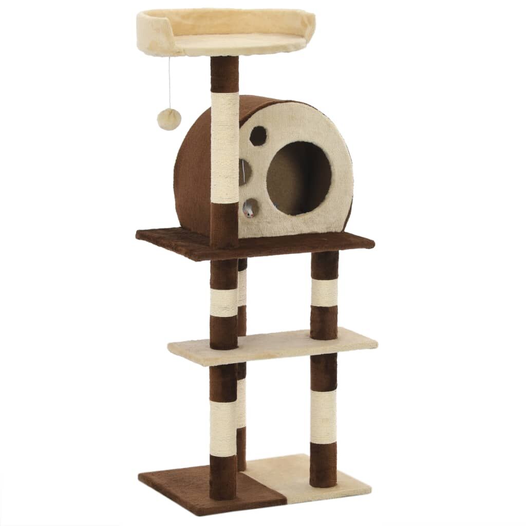 Vidaxl Rascador Para Gatos Con Postes De Sisal 127 Cm Beige Y Marrón_0