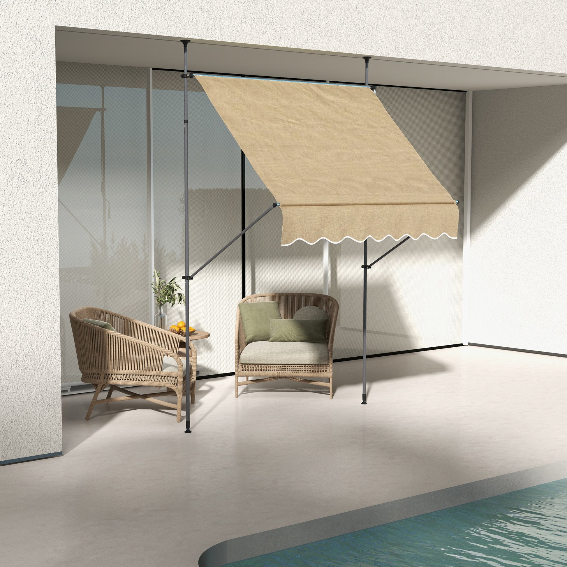 Outsunny Toldo Manual Retráctil 2x1,2 M Altura Ajustable Con Manivela 210-300 Cm_1