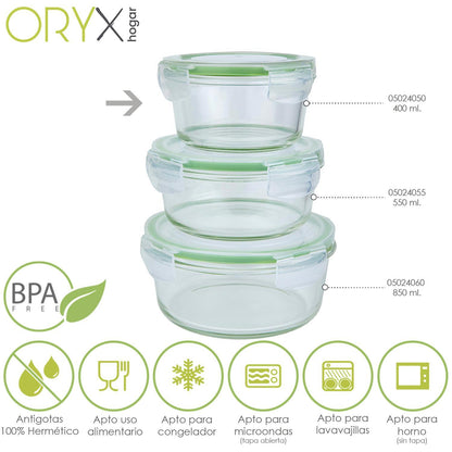 Recipiente Hermetico Cristal Redondo 400 Ml. Ø 125 X 7 (alt) Cm._2