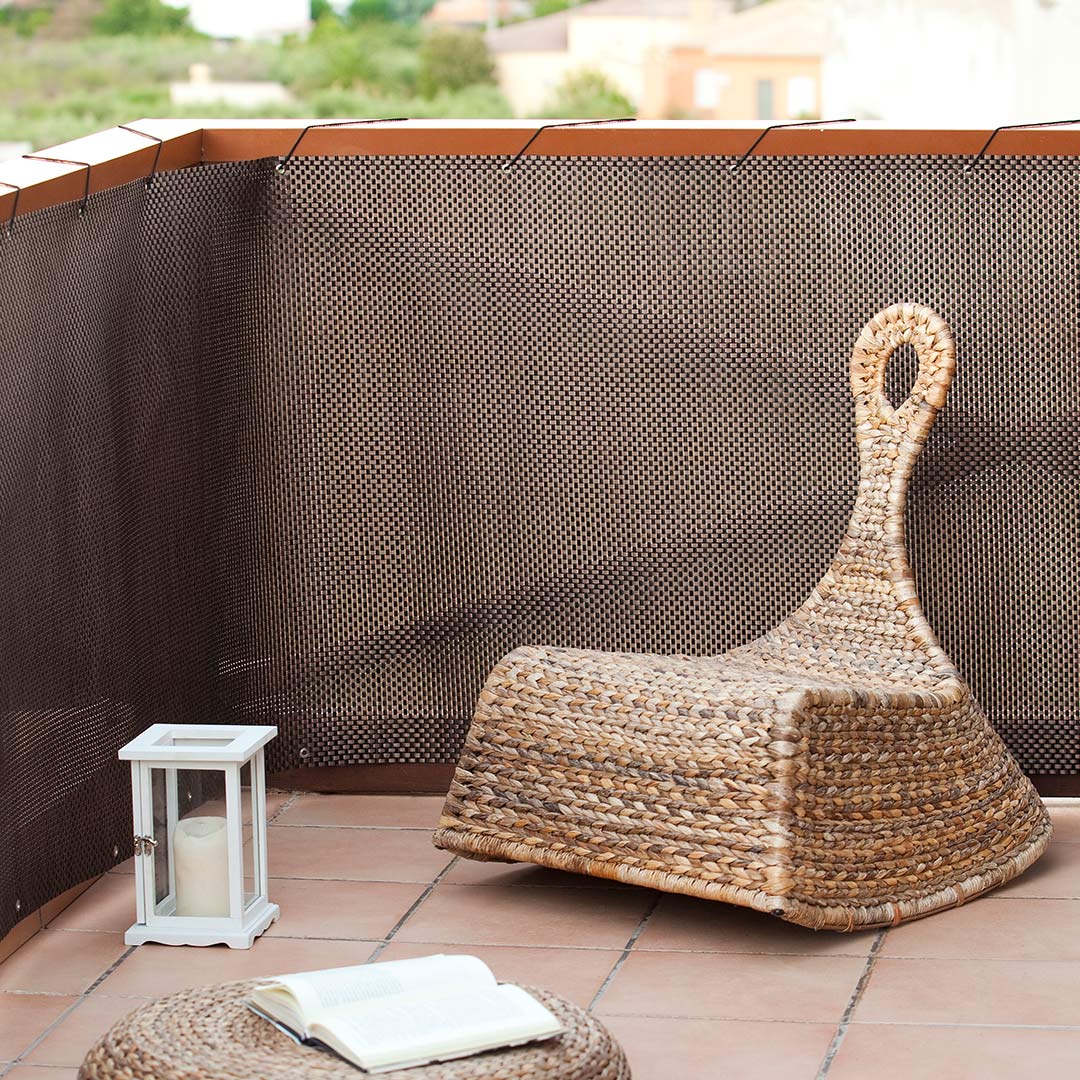 Malla De Balcón Rattan Luxe Brown - Ocultación Y Estilo - 0,9x3 M - Multicolor_1