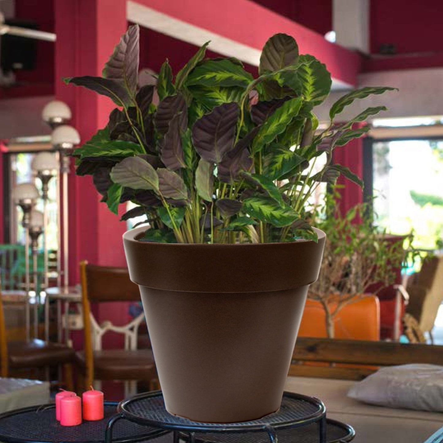 Macetero De Polietileno Por Rotomoldeo Color Bronce 35x30 Cm_4