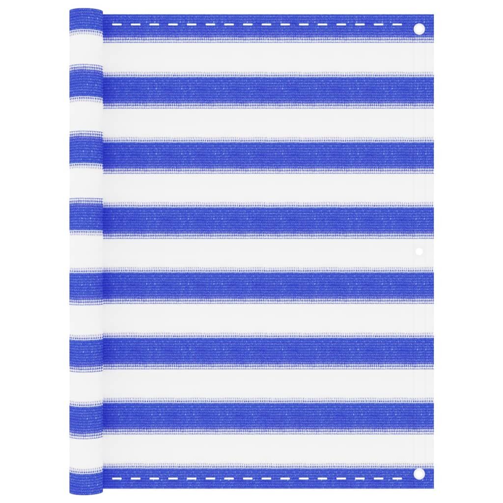 Vidaxl Toldo Para Balcón Hdpe Azul Y Blanco 90x500 Cm_0