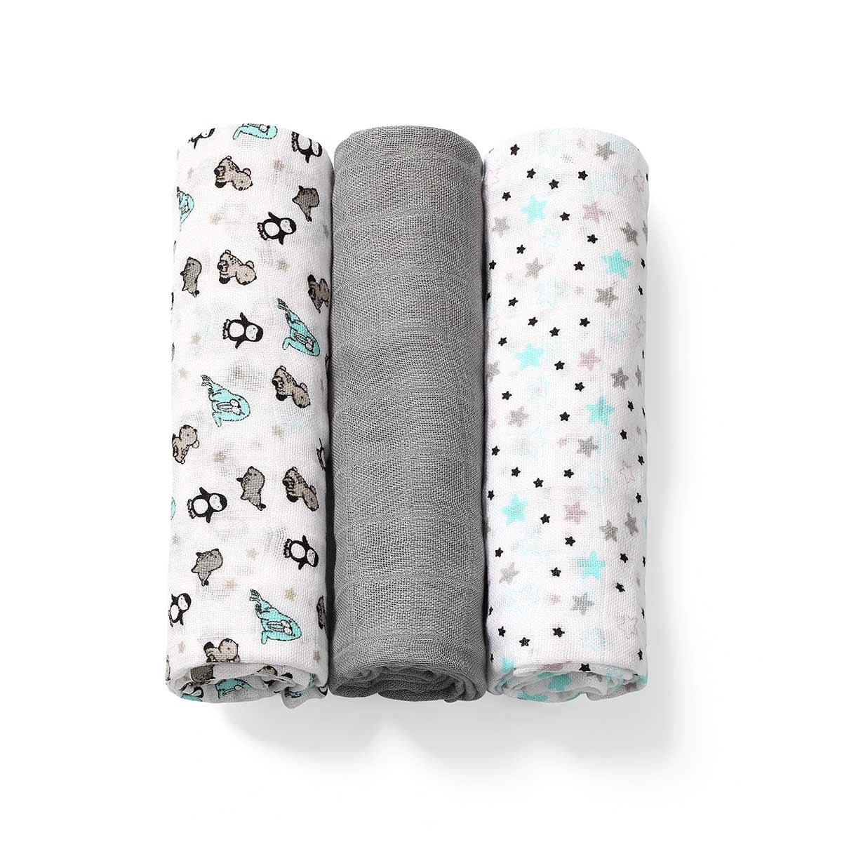 Pack 3 Muselinas Bambú Organico 70x70 Cm Grey_0