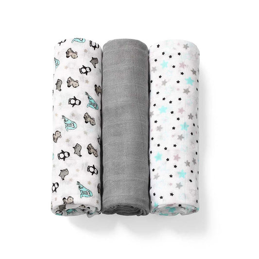 Pack 3 Muselinas Bambú Organico 70x70 Cm Grey_0