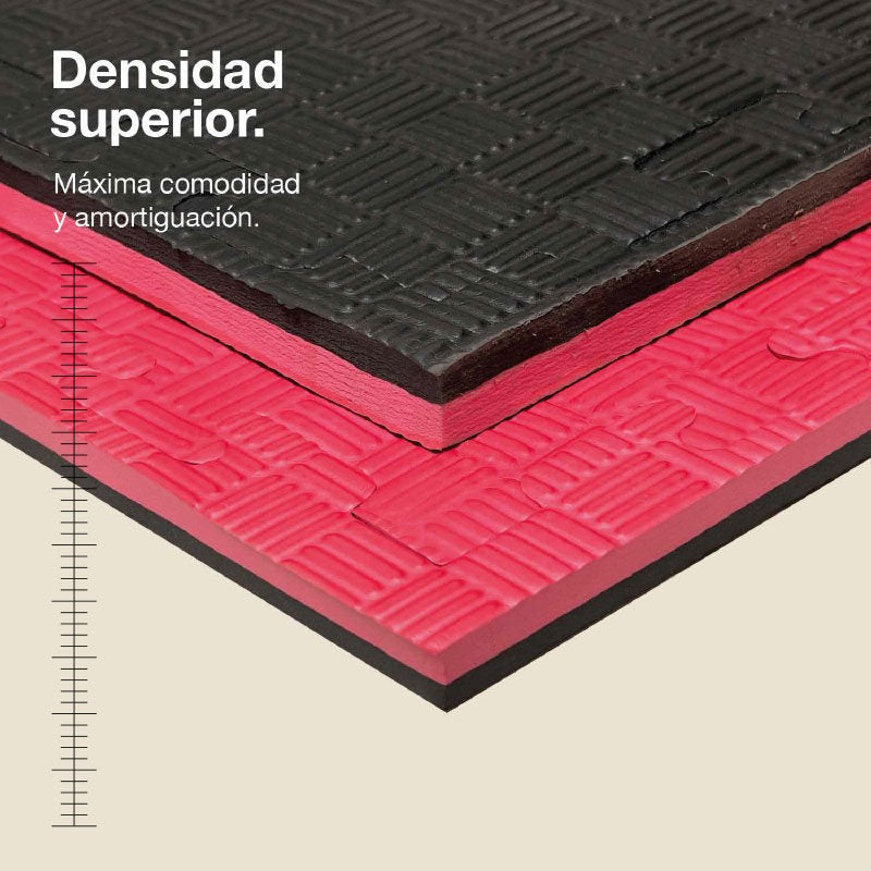 Jowy Tatami Puzzle 2,5cm 100x100cm, Pack 4 Unidades – Alta Densidad Negro/rojo_1