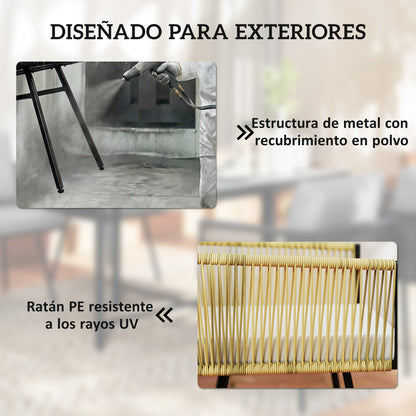 Outsunny Conjunto De Mesa Y Sillas Jardín De Ratán 5 Piezas Con Cojines Beige_3