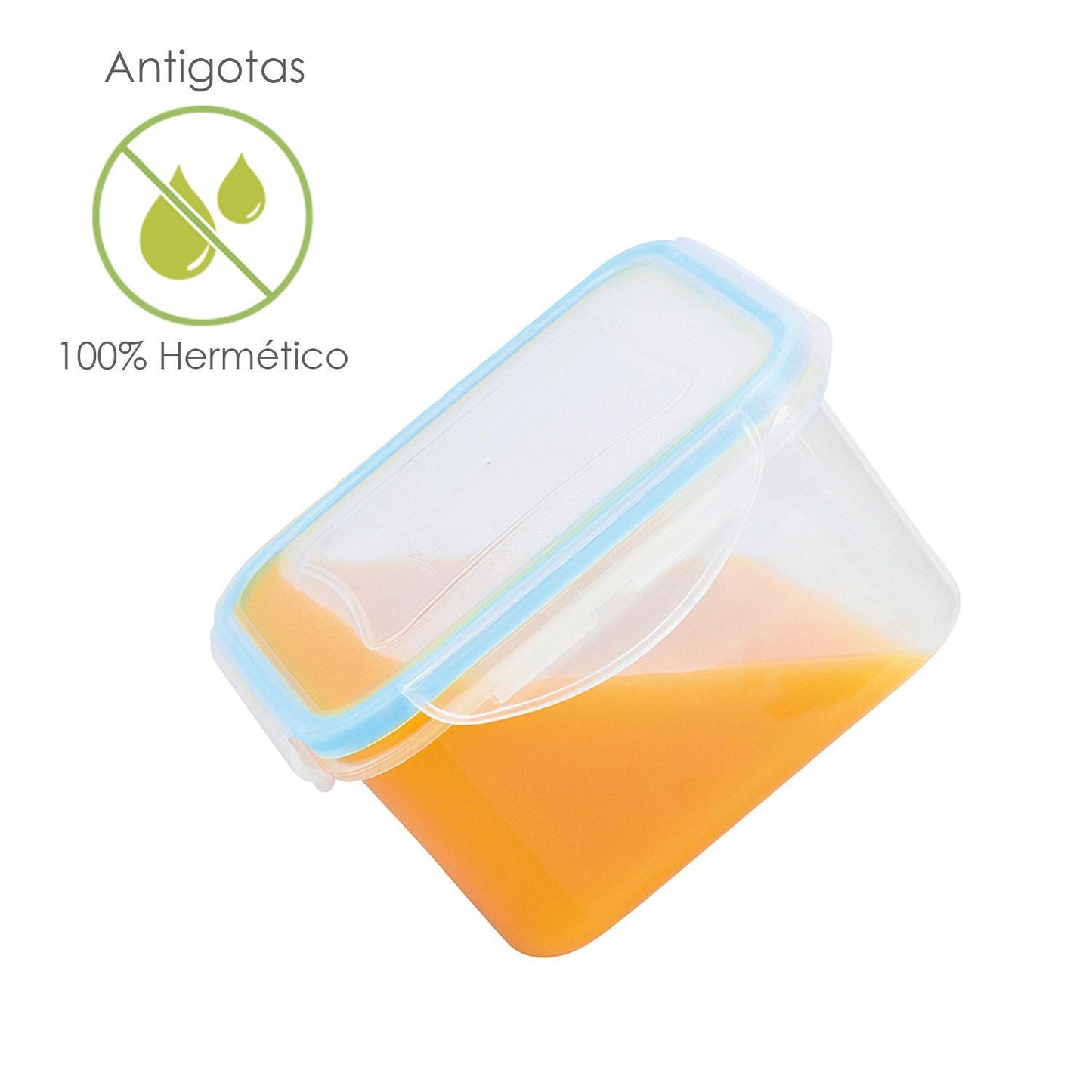 Recipiente Hermetico Plastico Cuadrado 170 Ml.  8.5x8.5x5 (alt.) Cm._1