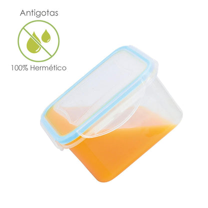 Recipiente Hermetico Plastico Cuadrado 700 Ml.  13x13x7 (alt.) Cm.